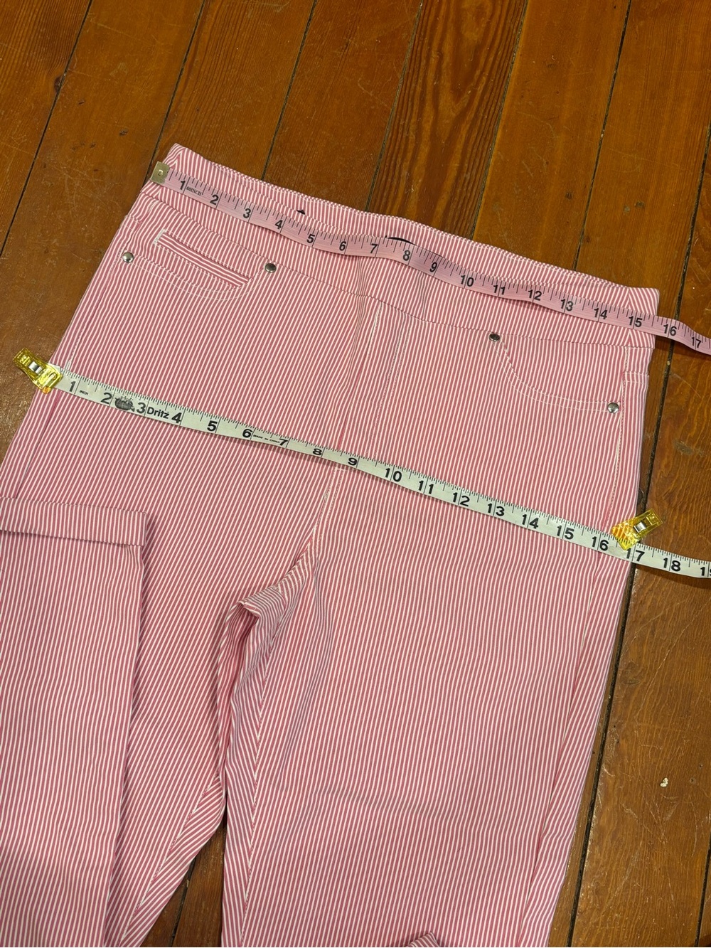 Mario Serrani Pink White Pinstripe Stretch Ankle Pants Women’s Medium M - Picture 5 of 8